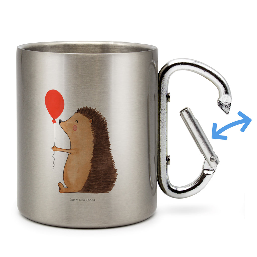 Edelstahlbecher Igel mit Luftballon Edelstahltasse, Karabiner, Edelstahlbecher, Outdoor, Camping, Tasse, Becher, Tiermotive, Gute Laune, lustige Sprüche, Tiere, Igel, Geburtstag, Herzlichen Glückwunsch, Glückwunsch, Geburtstagskind, Ballon, Happy Birthday