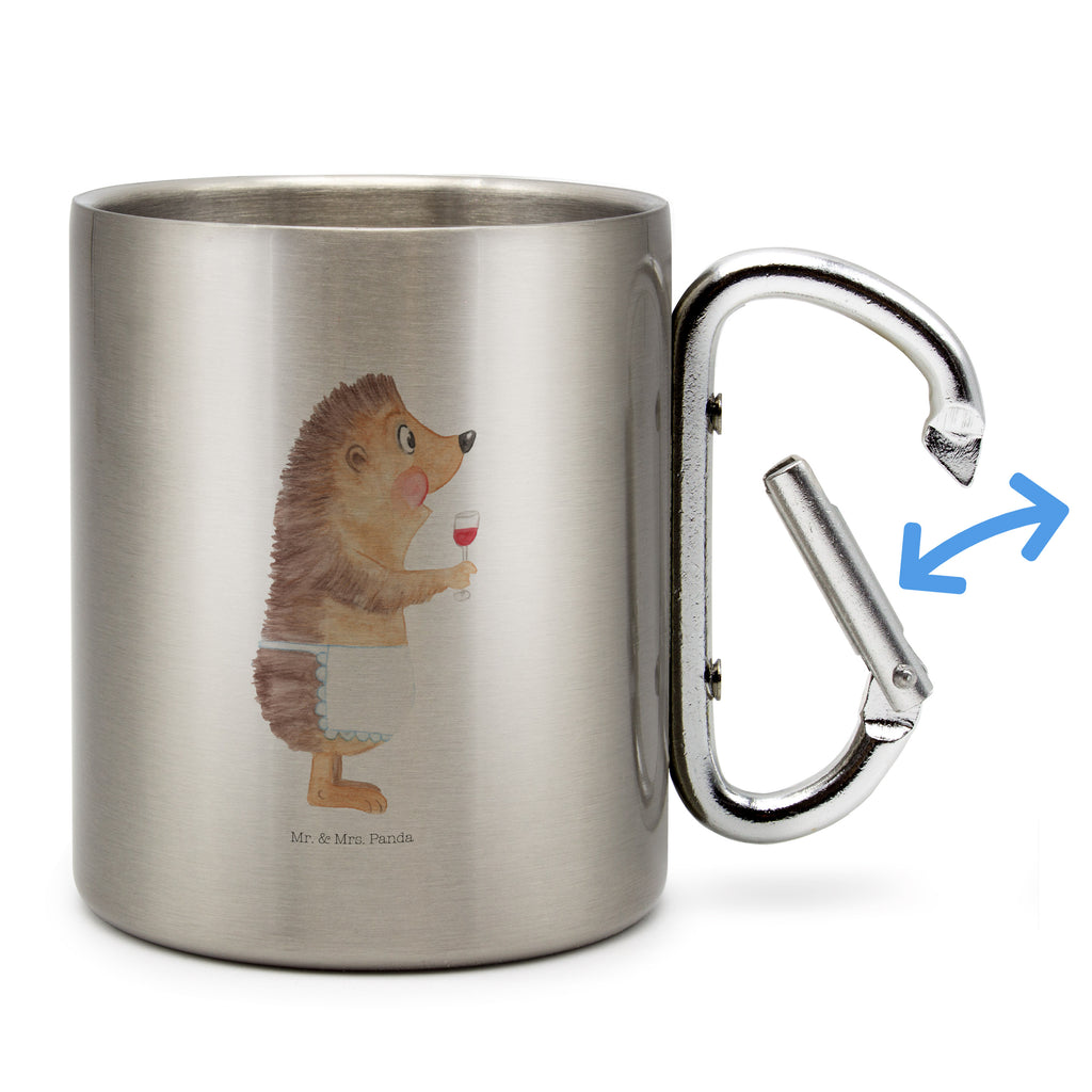 Edelstahlbecher Igel mit Wein Edelstahltasse, Karabiner, Edelstahlbecher, Outdoor, Camping, Tasse, Becher, Tiermotive, Gute Laune, lustige Sprüche, Tiere, Wein Spruch, Igel, Geschenk Weintrinker, Geschenk Weinliebhaber, Wein Deko, Weinglas, Rotwein, Weißwein, Wein trinken