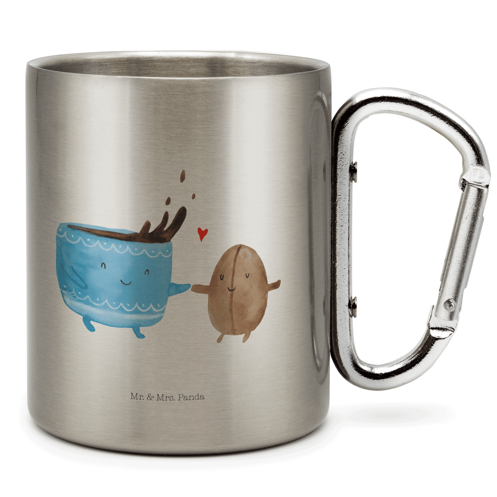 Edelstahlbecher Kaffee Bohne Edelstahltasse, Karabiner, Edelstahlbecher, Outdoor, Camping, Tasse, Becher, Tiermotive, Gute Laune, lustige Sprüche, Tiere, Kaffee, Kaffeebohne, Genuss, Zufriedenheit, Glück