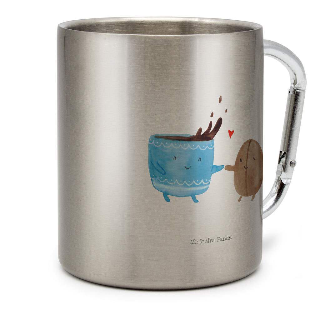 Edelstahlbecher Kaffee Bohne Edelstahltasse, Karabiner, Edelstahlbecher, Outdoor, Camping, Tasse, Becher, Tiermotive, Gute Laune, lustige Sprüche, Tiere, Kaffee, Kaffeebohne, Genuss, Zufriedenheit, Glück