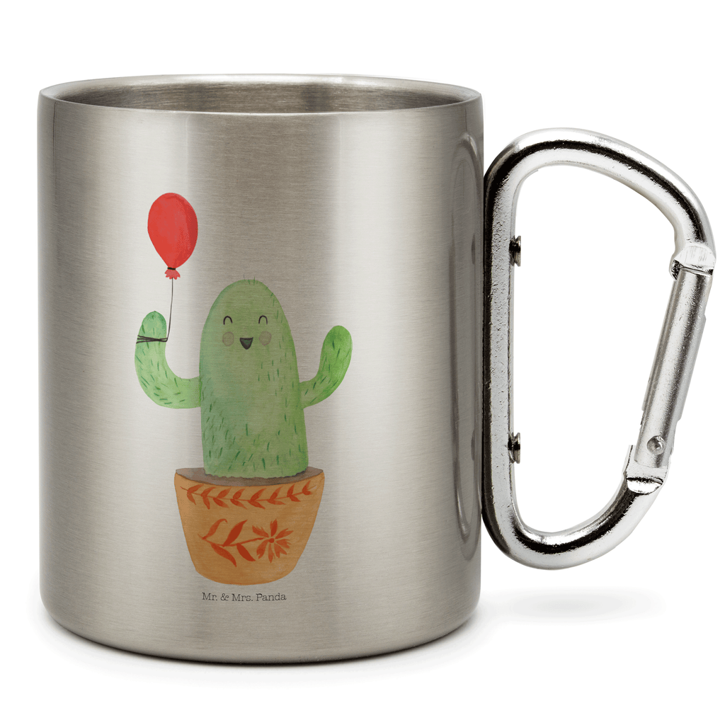 Edelstahlbecher Kaktus Luftballon Edelstahltasse, Karabiner, Edelstahlbecher, Outdoor, Camping, Tasse, Becher, Kaktus, Kakteen, Luftballon, Neustart, Freude, Büro, Stress, Büroalltag, Freundin, Freund, Ausbildung, Prüfung