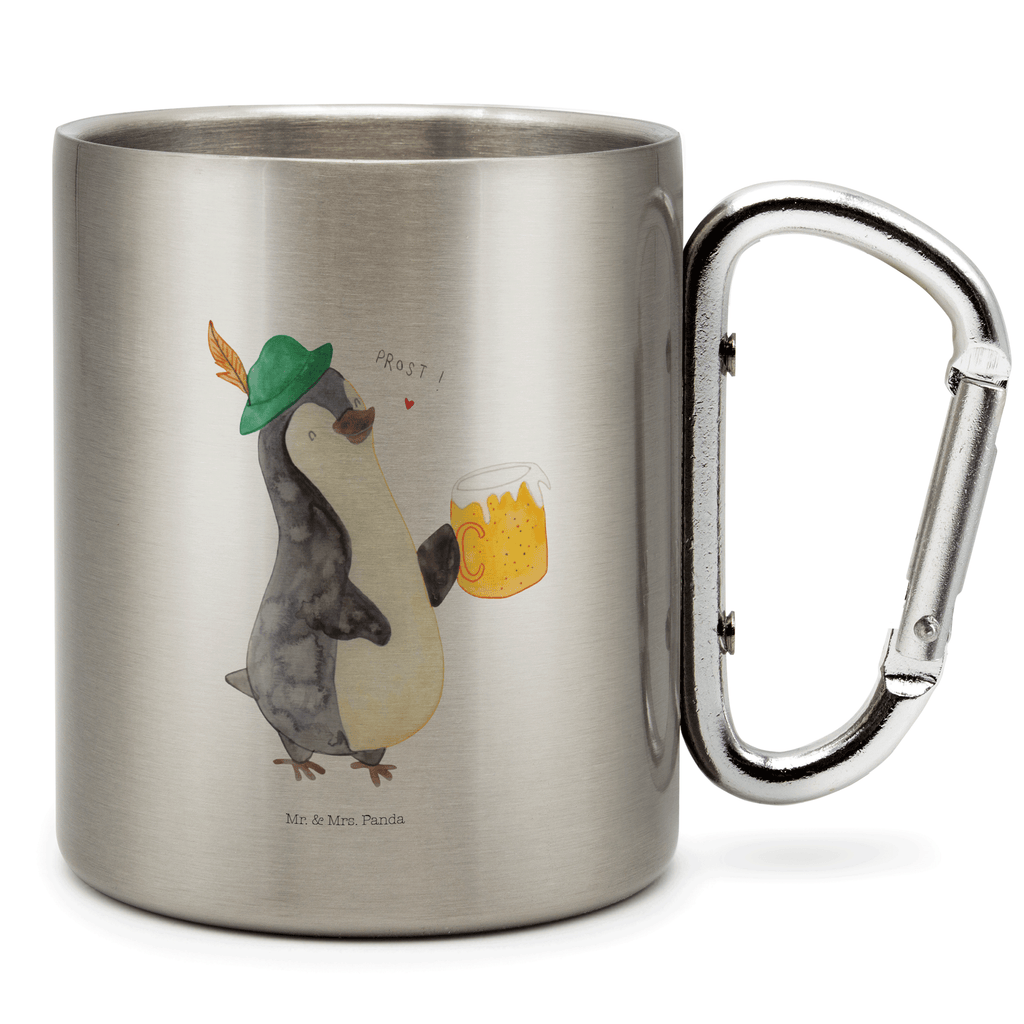 Edelstahlbecher Pinguin Bier Edelstahltasse, Karabiner, Edelstahlbecher, Outdoor, Camping, Tasse, Becher, Pinguin, Pinguine, Bier, Oktoberfest