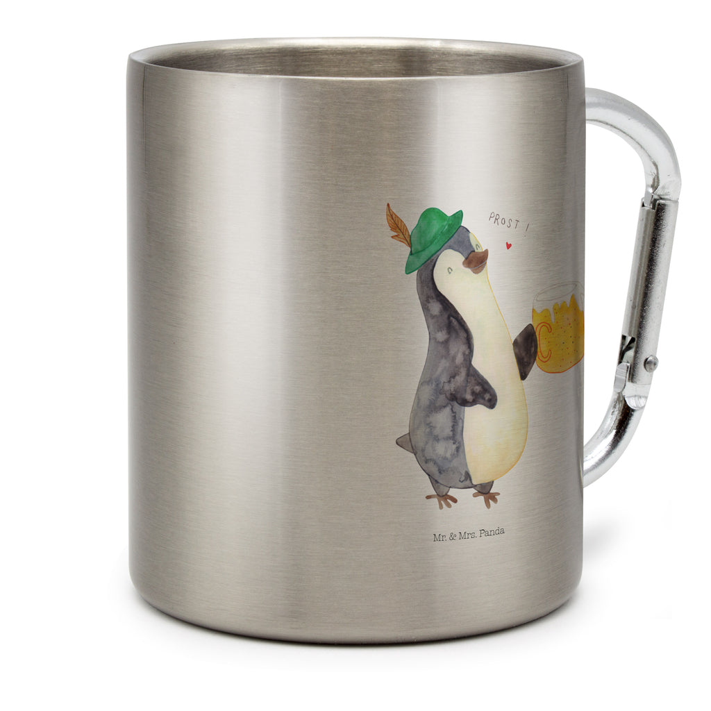 Edelstahlbecher Pinguin Bier Edelstahltasse, Karabiner, Edelstahlbecher, Outdoor, Camping, Tasse, Becher, Pinguin, Pinguine, Bier, Oktoberfest