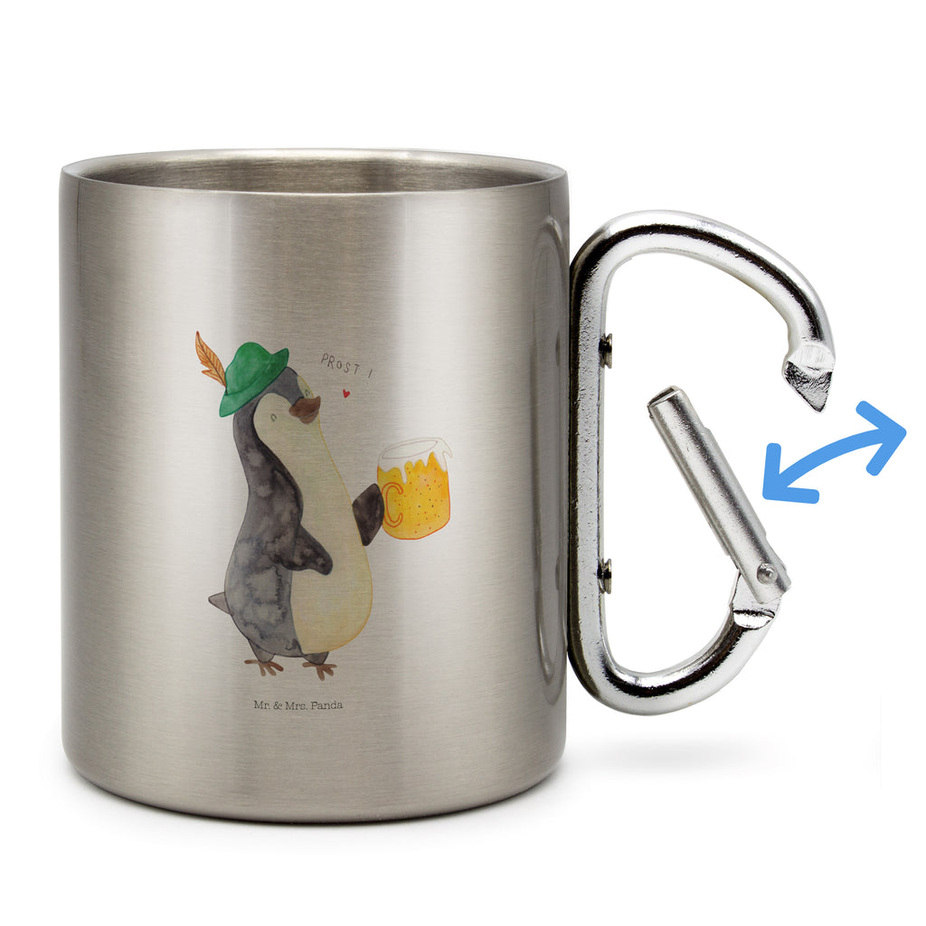 Edelstahlbecher Pinguin Bier Edelstahltasse, Karabiner, Edelstahlbecher, Outdoor, Camping, Tasse, Becher, Pinguin, Pinguine, Bier, Oktoberfest