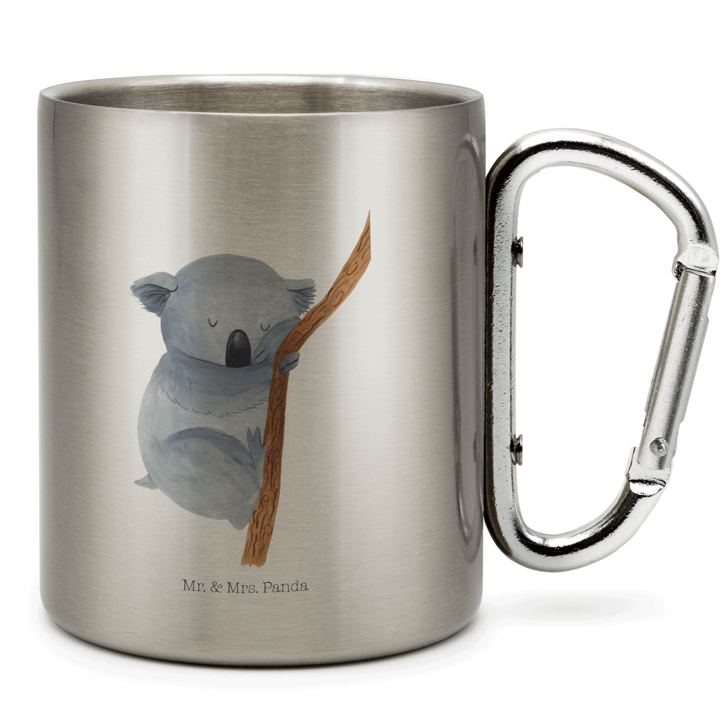 Edelstahlbecher Koalabär Edelstahltasse, Karabiner, Edelstahlbecher, Outdoor, Camping, Tasse, Becher, Tiermotive, Gute Laune, lustige Sprüche, Tiere, Koala, träumen, Traum, schlafen, Schlafzimmer, Traumland, Bär, Koalabär