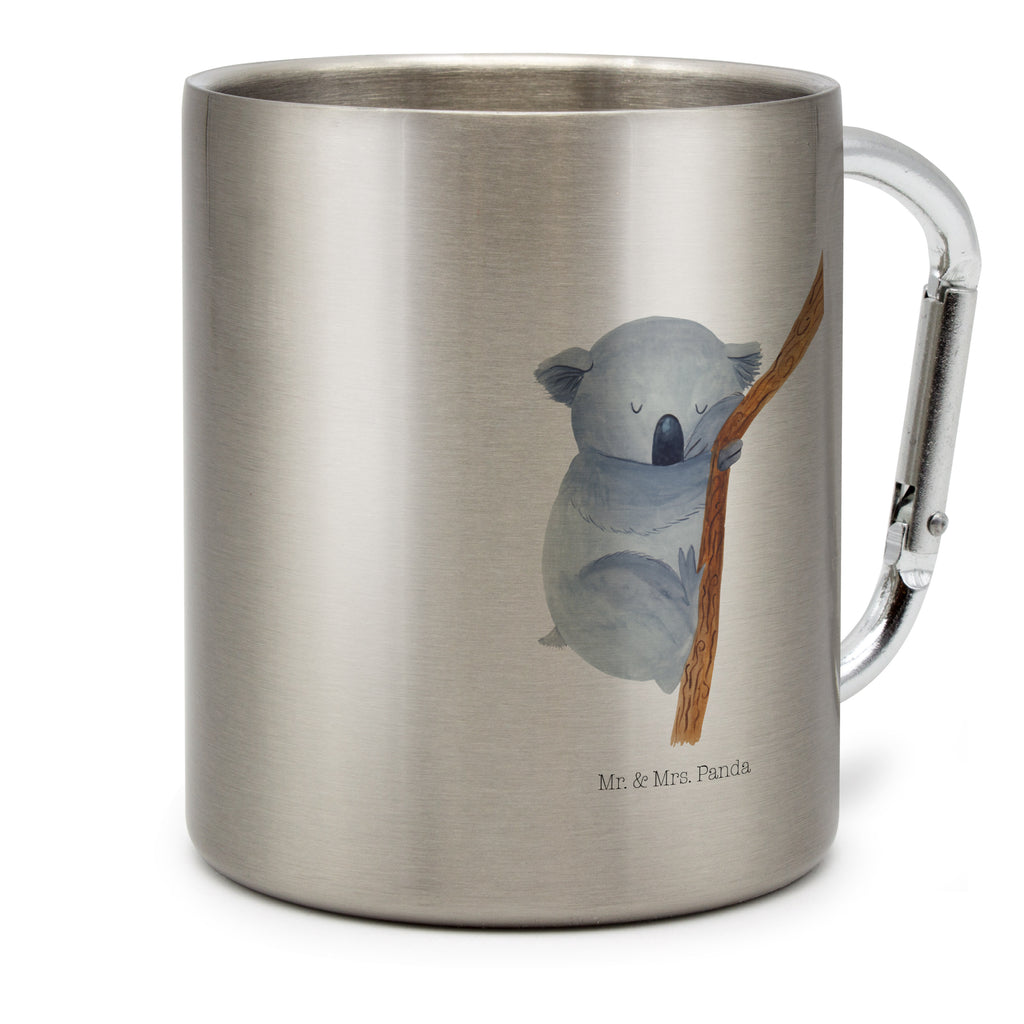 Edelstahlbecher Koalabär Edelstahltasse, Karabiner, Edelstahlbecher, Outdoor, Camping, Tasse, Becher, Tiermotive, Gute Laune, lustige Sprüche, Tiere, Koala, träumen, Traum, schlafen, Schlafzimmer, Traumland, Bär, Koalabär