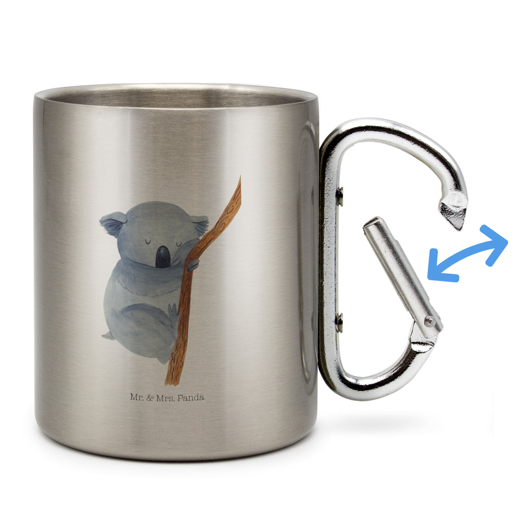 Edelstahlbecher Koalabär Edelstahltasse, Karabiner, Edelstahlbecher, Outdoor, Camping, Tasse, Becher, Tiermotive, Gute Laune, lustige Sprüche, Tiere, Koala, träumen, Traum, schlafen, Schlafzimmer, Traumland, Bär, Koalabär