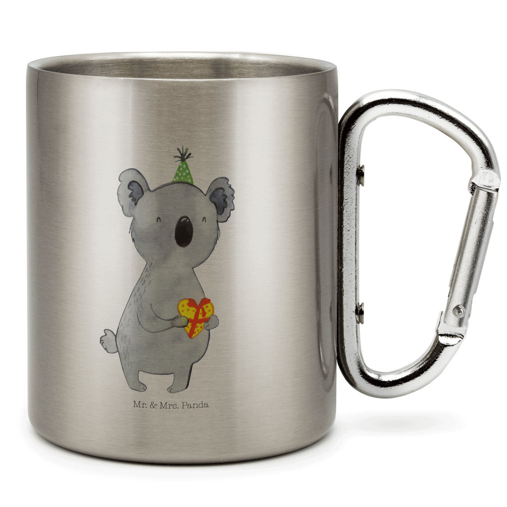 Edelstahlbecher Koala Geschenk Edelstahltasse, Karabiner, Edelstahlbecher, Outdoor, Camping, Tasse, Becher, Koala, Koalabär, Geschenk, Geburtstag, Party