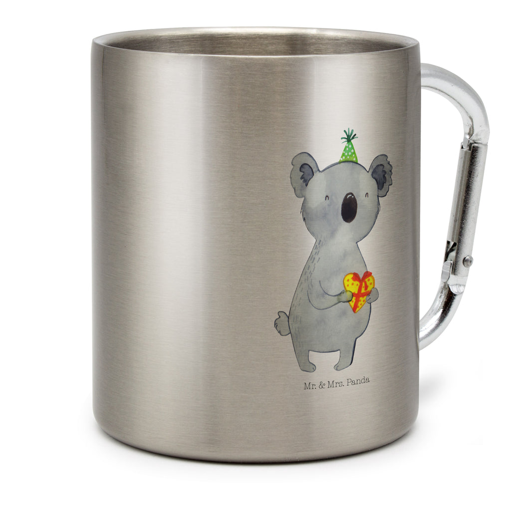Edelstahlbecher Koala Geschenk Edelstahltasse, Karabiner, Edelstahlbecher, Outdoor, Camping, Tasse, Becher, Koala, Koalabär, Geschenk, Geburtstag, Party