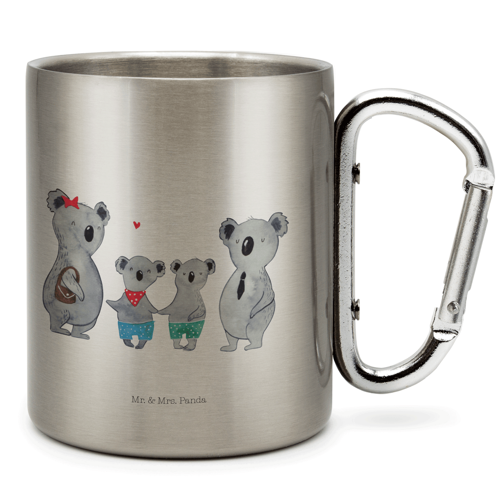 Edelstahlbecher Koala Familie zwei Edelstahltasse, Karabiner, Edelstahlbecher, Outdoor, Camping, Tasse, Becher, Familie, Vatertag, Muttertag, Bruder, Schwester, Mama, Papa, Oma, Opa, Koala, Koalabär, beste Familie, Familienzeit, Familienleben, Koalafamilie, Lieblingsfamilie