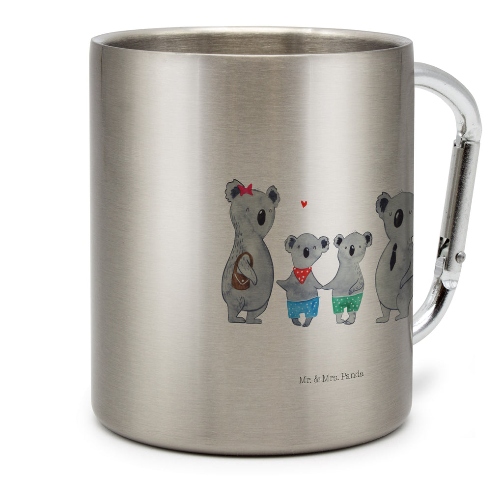 Edelstahlbecher Koala Familie zwei Edelstahltasse, Karabiner, Edelstahlbecher, Outdoor, Camping, Tasse, Becher, Familie, Vatertag, Muttertag, Bruder, Schwester, Mama, Papa, Oma, Opa, Koala, Koalabär, beste Familie, Familienzeit, Familienleben, Koalafamilie, Lieblingsfamilie