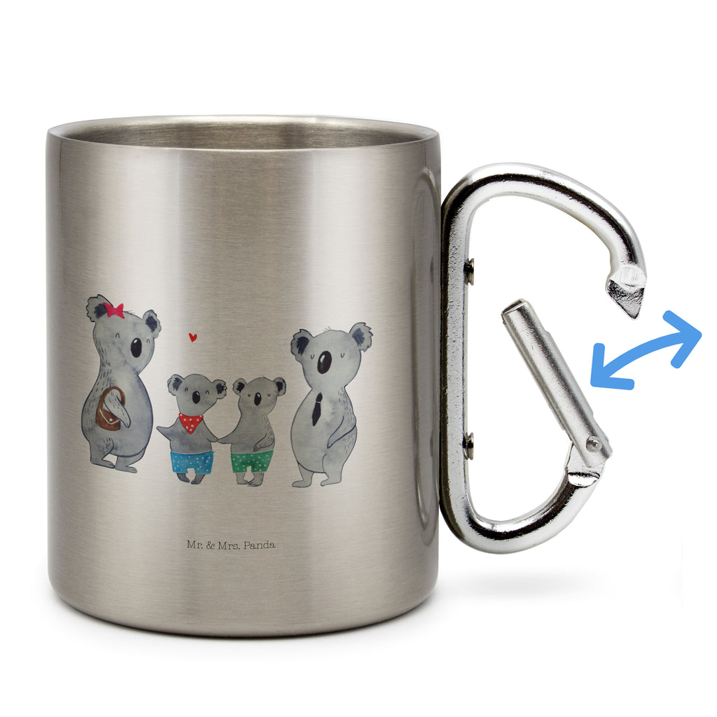 Edelstahlbecher Koala Familie zwei Edelstahltasse, Karabiner, Edelstahlbecher, Outdoor, Camping, Tasse, Becher, Familie, Vatertag, Muttertag, Bruder, Schwester, Mama, Papa, Oma, Opa, Koala, Koalabär, beste Familie, Familienzeit, Familienleben, Koalafamilie, Lieblingsfamilie