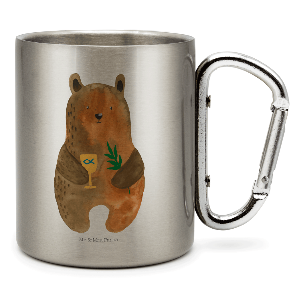Edelstahlbecher Konfirmation-Bär Edelstahltasse, Karabiner, Edelstahlbecher, Outdoor, Camping, Tasse, Becher, Bär, Teddy, Teddybär, Konfirmation, Kirche, evangelisch, Gottesdienst