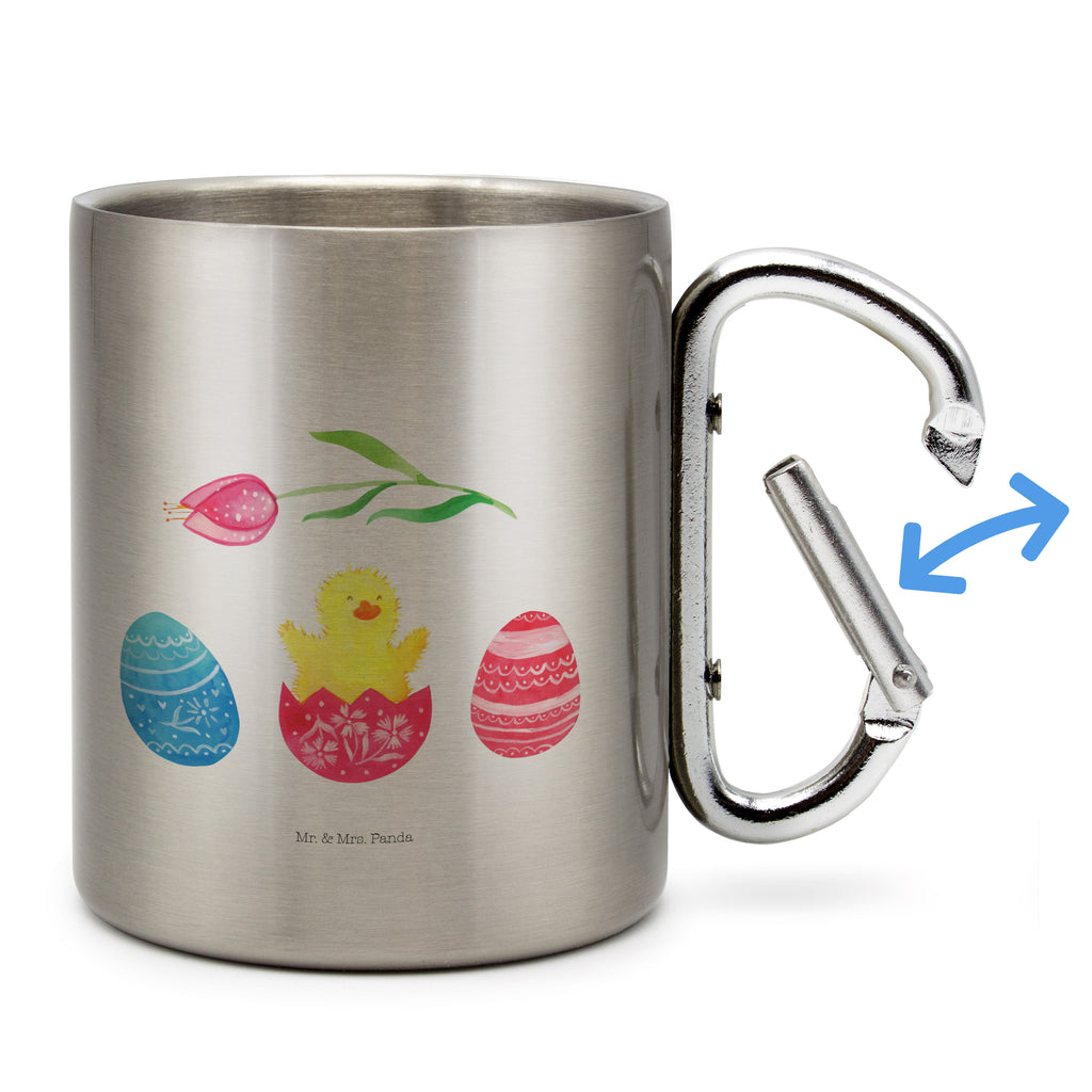 Edelstahlbecher Küken geschlüpft Edelstahltasse, Karabiner, Edelstahlbecher, Outdoor, Camping, Tasse, Becher, Ostern, Osterhase, Ostergeschenke, Osternest, Osterdeko, Geschenk zu Ostern, Küken, Osterei, Ostereier, Ei, Frühlingsgefühle, Freude, Grüße, liebe Grüße, Frohe Ostern, Ostergrüße