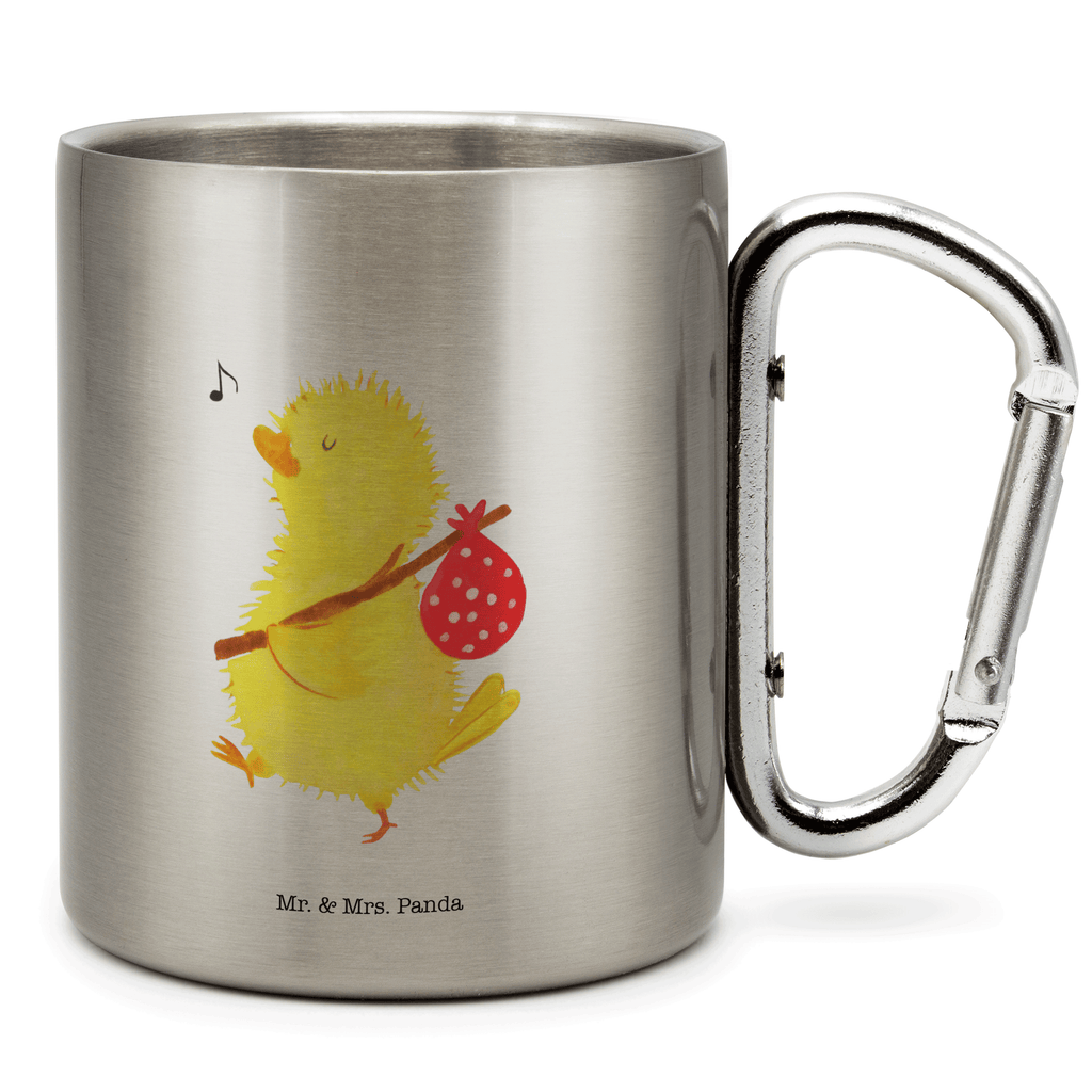 Edelstahlbecher Küken Wanderer Edelstahltasse, Karabiner, Edelstahlbecher, Outdoor, Camping, Tasse, Becher, Ostern, Osterhase, Ostergeschenke, Osternest, Osterdeko, Geschenk zu Ostern, Küken, Osterei, Ostereier, Ei, Frühlingsgefühle, Freude, Grüße, liebe Grüße, Frohe Ostern, Ostergrüße, Flausen, Wunder, Reisen, Weltenbummler, Zeit, Zeitmanagement, Backpacker