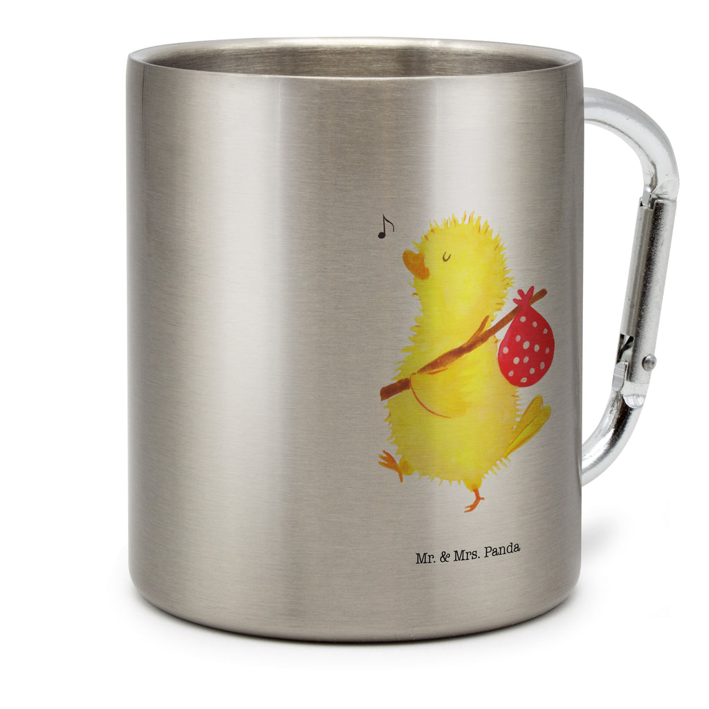 Edelstahlbecher Küken Wanderer Edelstahltasse, Karabiner, Edelstahlbecher, Outdoor, Camping, Tasse, Becher, Ostern, Osterhase, Ostergeschenke, Osternest, Osterdeko, Geschenk zu Ostern, Küken, Osterei, Ostereier, Ei, Frühlingsgefühle, Freude, Grüße, liebe Grüße, Frohe Ostern, Ostergrüße, Flausen, Wunder, Reisen, Weltenbummler, Zeit, Zeitmanagement, Backpacker