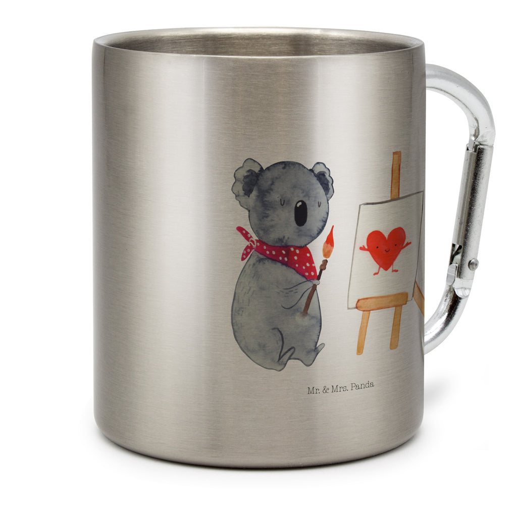 Edelstahlbecher Koala Künstler Edelstahltasse, Karabiner, Edelstahlbecher, Outdoor, Camping, Tasse, Becher, Koala, Koalabär, Liebe, Liebensbeweis, Liebesgeschenk, Gefühle, Künstler, zeichnen