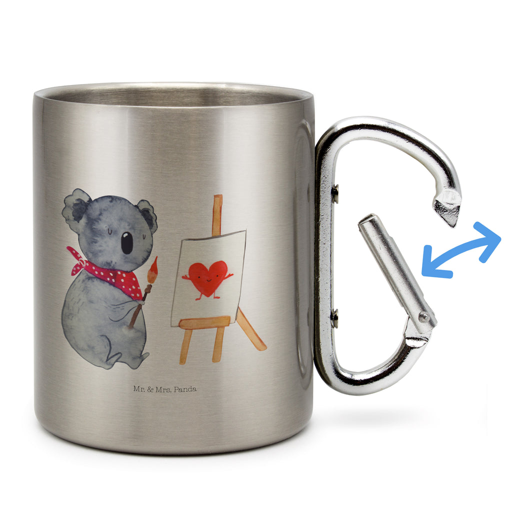 Edelstahlbecher Koala Künstler Edelstahltasse, Karabiner, Edelstahlbecher, Outdoor, Camping, Tasse, Becher, Koala, Koalabär, Liebe, Liebensbeweis, Liebesgeschenk, Gefühle, Künstler, zeichnen