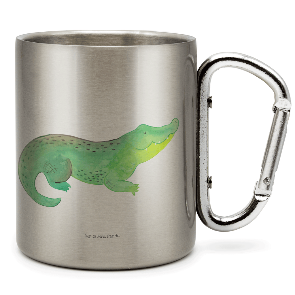 Edelstahlbecher Krokodil Edelstahltasse, Karabiner, Edelstahlbecher, Outdoor, Camping, Tasse, Becher, Meerestiere, Meer, Urlaub, Krokodil, Krokodile, verrückt sein, spontan sein, Abenteuerlust, Reiselust, Freundin, beste Freundin, Lieblingsmensch