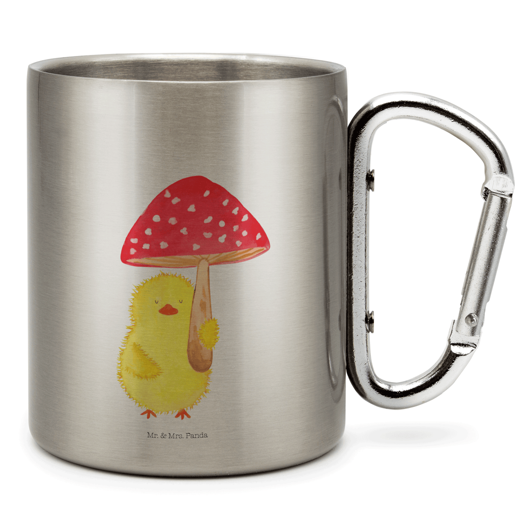 Edelstahlbecher Küken Fliegenpilz Edelstahltasse, Karabiner, Edelstahlbecher, Outdoor, Camping, Tasse, Becher, Ostern, Osterhase, Ostergeschenke, Osternest, Osterdeko, Geschenk zu Ostern, Küken, Fliegenpilz, Glückspilz, Frohe Ostern, Ostergrüße