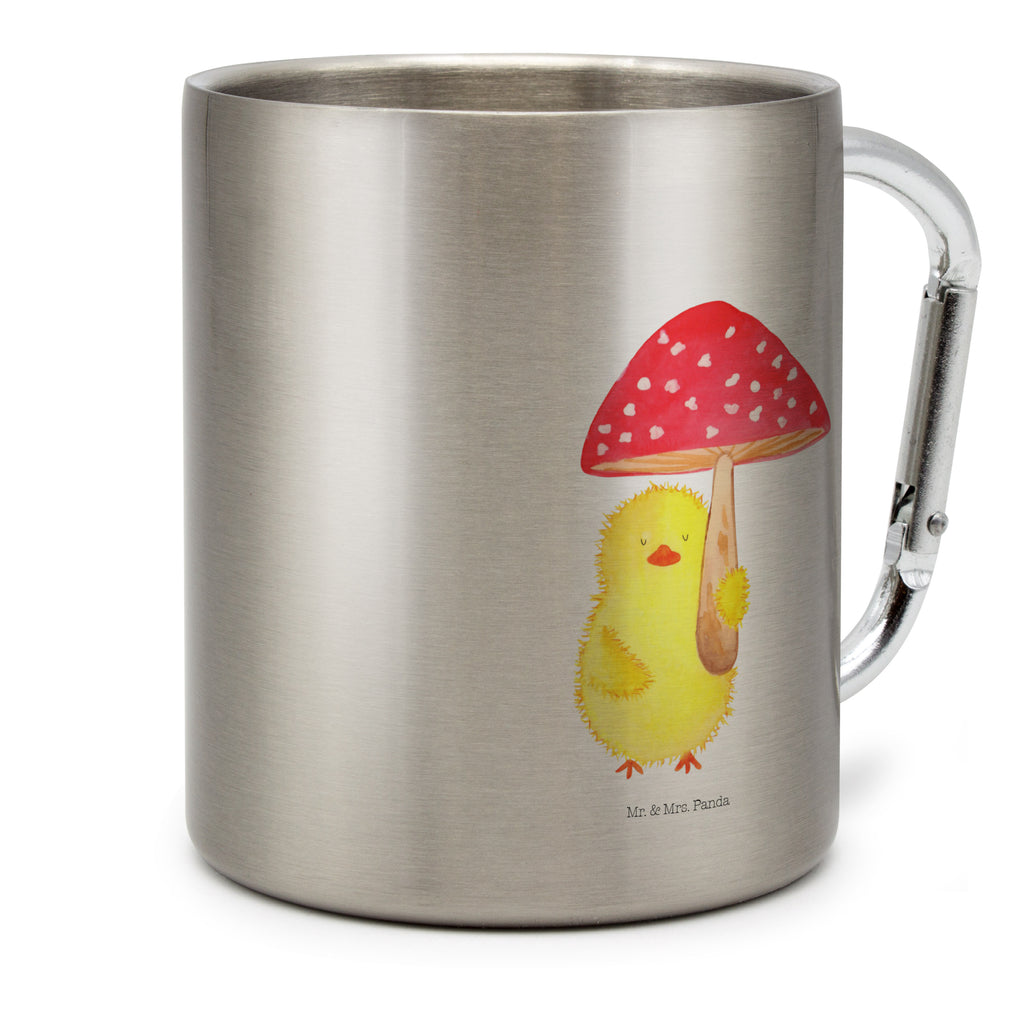 Edelstahlbecher Küken Fliegenpilz Edelstahltasse, Karabiner, Edelstahlbecher, Outdoor, Camping, Tasse, Becher, Ostern, Osterhase, Ostergeschenke, Osternest, Osterdeko, Geschenk zu Ostern, Küken, Fliegenpilz, Glückspilz, Frohe Ostern, Ostergrüße