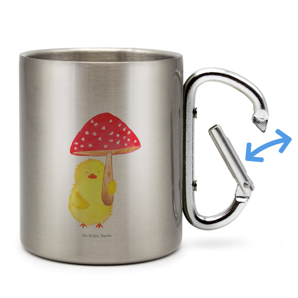 Edelstahlbecher Küken Fliegenpilz Edelstahltasse, Karabiner, Edelstahlbecher, Outdoor, Camping, Tasse, Becher, Ostern, Osterhase, Ostergeschenke, Osternest, Osterdeko, Geschenk zu Ostern, Küken, Fliegenpilz, Glückspilz, Frohe Ostern, Ostergrüße