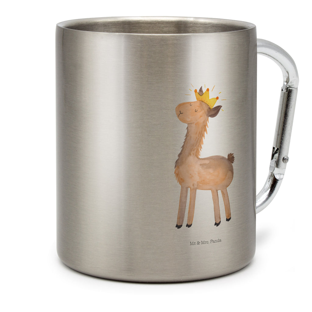 Edelstahlbecher Lama König Edelstahltasse, Karabiner, Edelstahlbecher, Outdoor, Camping, Tasse, Becher, Lama, Alpaka, Lamas, König, Königin, Freundin, Mama, Papa, Büro Kollege, Kollegin, Chef, Vorgesetzter, Abi, Abitur