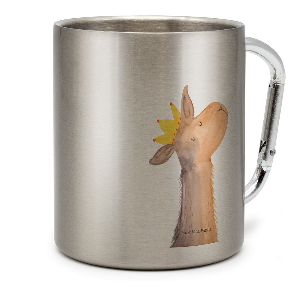 Edelstahlbecher Lamakopf König Edelstahltasse, Karabiner, Edelstahlbecher, Outdoor, Camping, Tasse, Becher, Lama, Alpaka, Lamas, König, Königin, Freundin, Mama, Papa, Büro Kollege, Kollegin, Chef, Vorgesetzter, Abi, Abitur