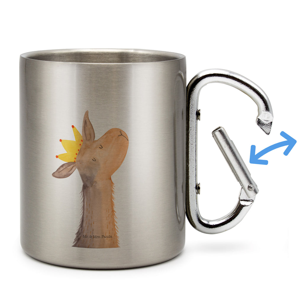 Edelstahlbecher Lamakopf König Edelstahltasse, Karabiner, Edelstahlbecher, Outdoor, Camping, Tasse, Becher, Lama, Alpaka, Lamas, König, Königin, Freundin, Mama, Papa, Büro Kollege, Kollegin, Chef, Vorgesetzter, Abi, Abitur