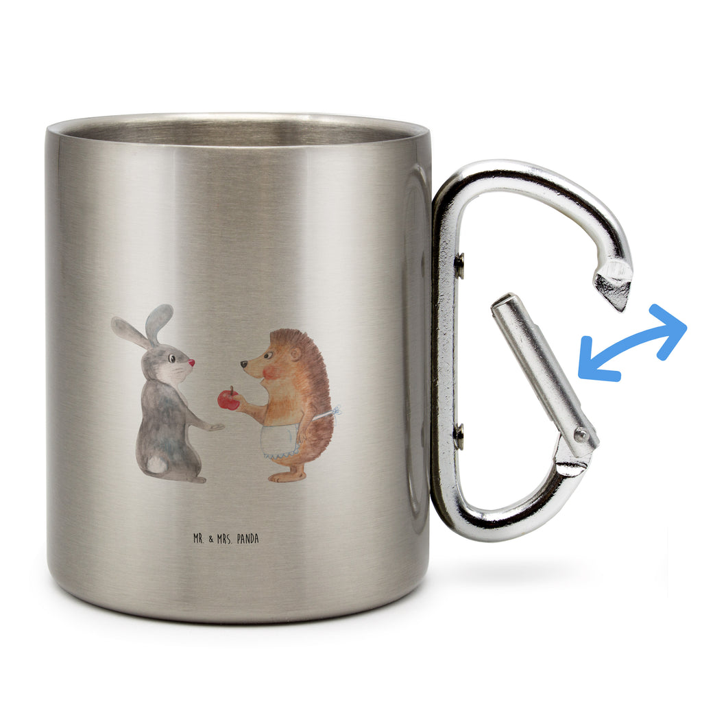 Edelstahlbecher Liebe ist nie ohne Schmerz Edelstahltasse, Karabiner, Edelstahlbecher, Outdoor, Camping, Tasse, Becher, Tiermotive, Gute Laune, lustige Sprüche, Tiere, Igel und Hase, Igel, Hase, Liebe Spruch, Liebeskummer Geschenk, Herzschmerz, Trösten, Trennungsschmerz, Spruch romantisch