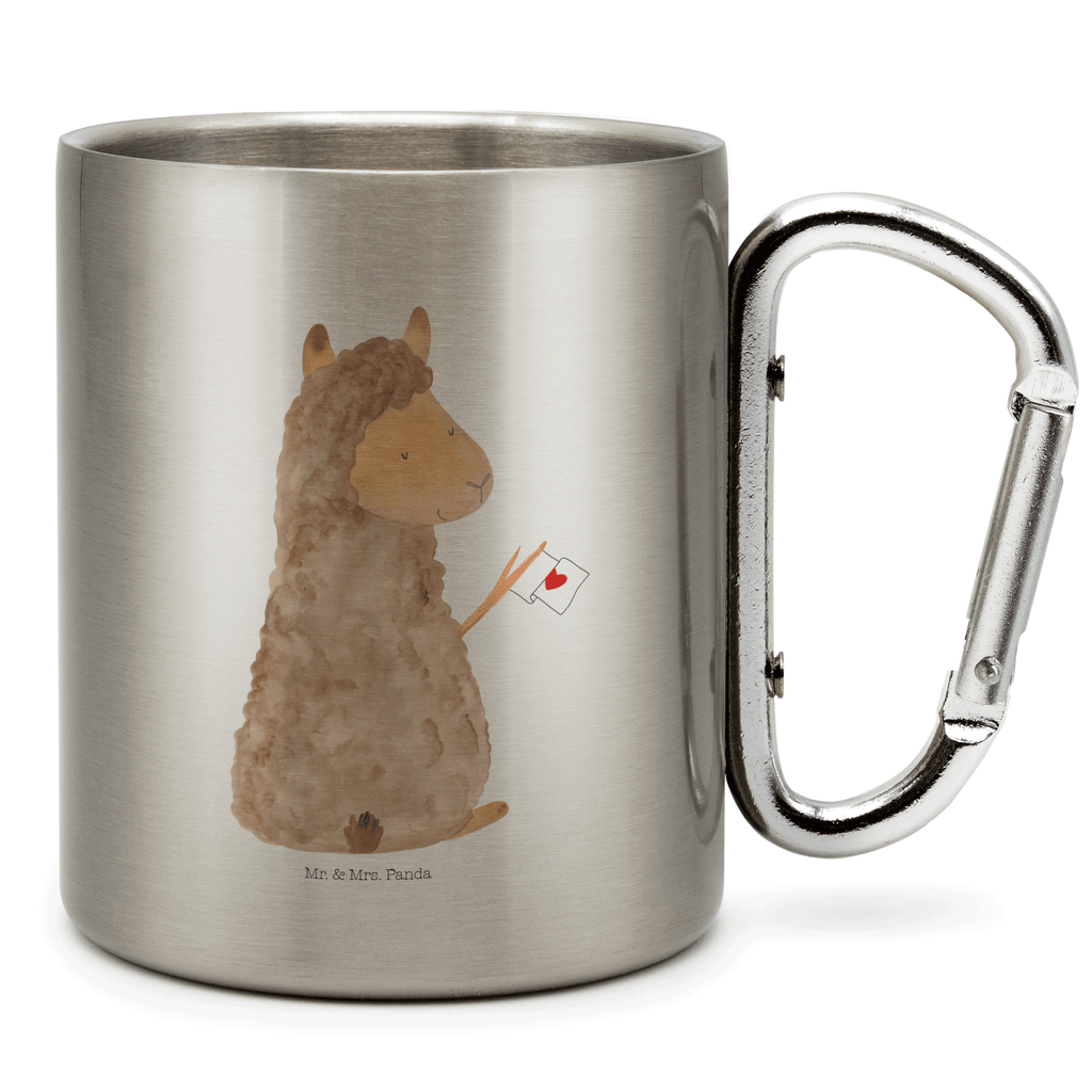 Edelstahlbecher Alpaka Fahne Edelstahltasse, Karabiner, Edelstahlbecher, Outdoor, Camping, Tasse, Becher, Alpaka, Lama, Alpakas, Lamas, Liebe