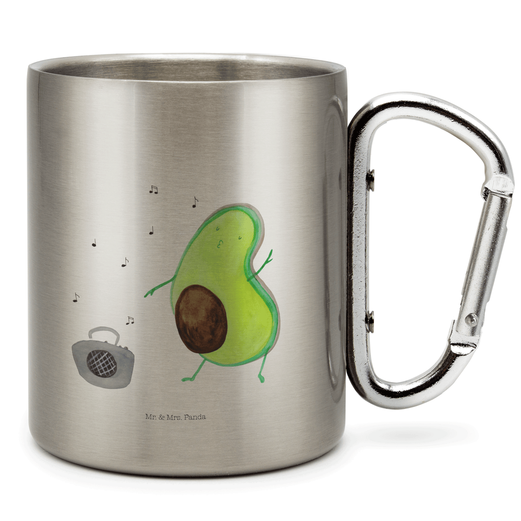 Edelstahlbecher Avocado tanzt Edelstahltasse, Karabiner, Edelstahlbecher, Outdoor, Camping, Tasse, Becher, Avocado, Veggie, Vegan, Gesund
