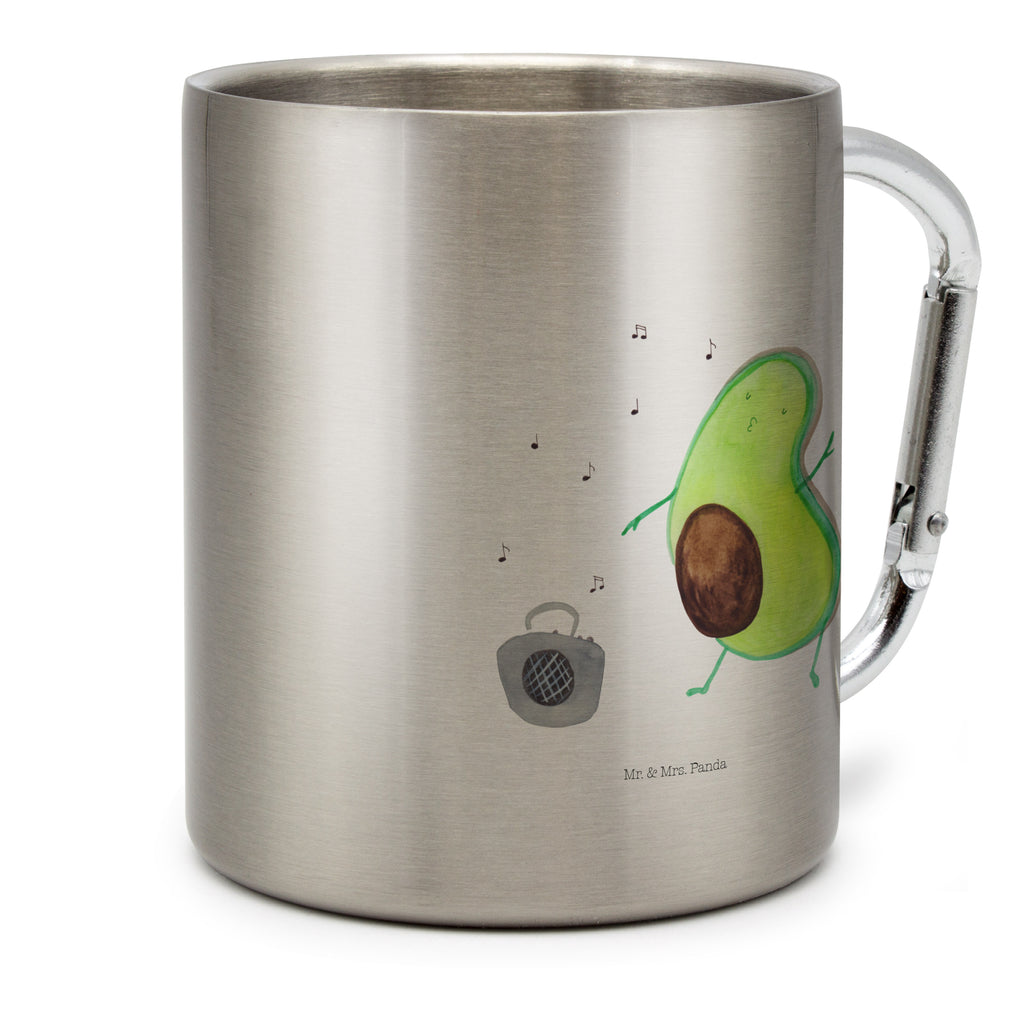 Edelstahlbecher Avocado tanzt Edelstahltasse, Karabiner, Edelstahlbecher, Outdoor, Camping, Tasse, Becher, Avocado, Veggie, Vegan, Gesund