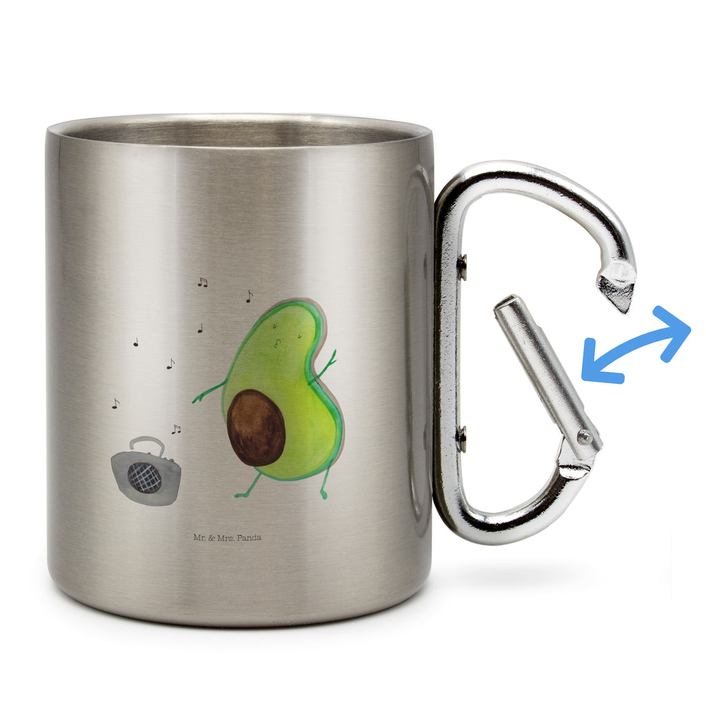 Edelstahlbecher Avocado tanzt Edelstahltasse, Karabiner, Edelstahlbecher, Outdoor, Camping, Tasse, Becher, Avocado, Veggie, Vegan, Gesund