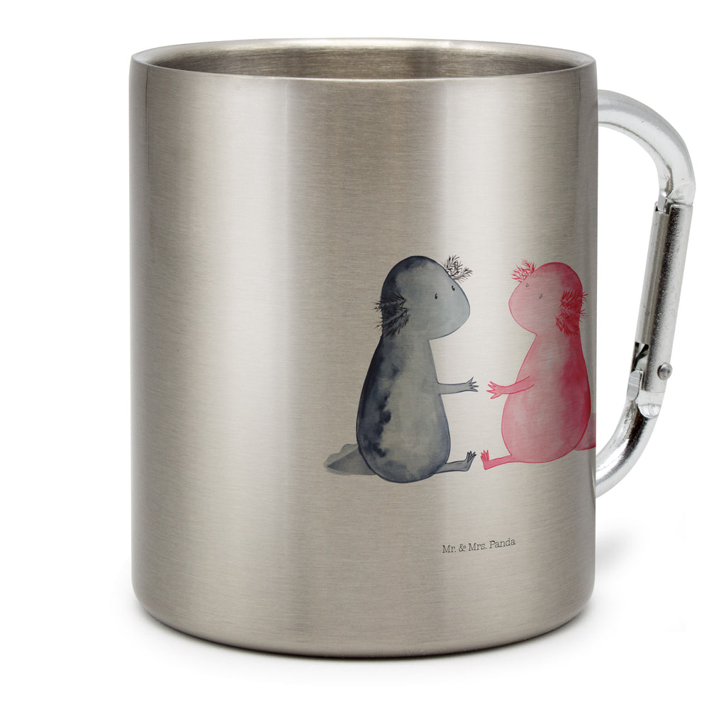 Edelstahlbecher Axolotl Liebe Edelstahltasse, Karabiner, Edelstahlbecher, Outdoor, Camping, Tasse, Becher, Axolotl, Molch, Axolot, Schwanzlurch, Lurch, Lurche, Liebe, große Liebe, Liebesbeweis, Freund, Verlobter, Ehemann, Jahrestag, Valentinstag