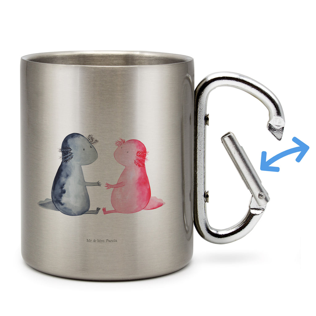 Edelstahlbecher Axolotl Liebe Edelstahltasse, Karabiner, Edelstahlbecher, Outdoor, Camping, Tasse, Becher, Axolotl, Molch, Axolot, Schwanzlurch, Lurch, Lurche, Liebe, große Liebe, Liebesbeweis, Freund, Verlobter, Ehemann, Jahrestag, Valentinstag