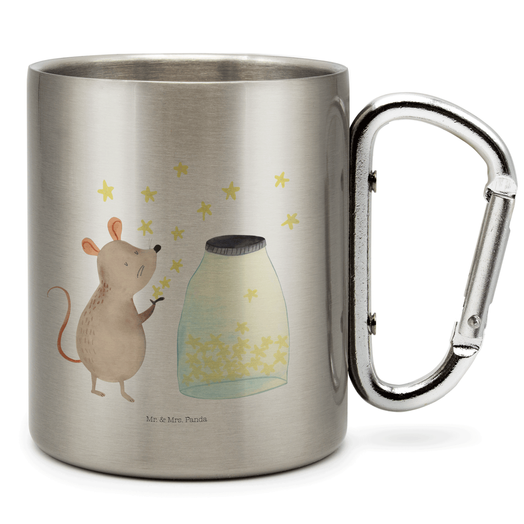 Edelstahlbecher Maus Sterne Edelstahltasse, Karabiner, Edelstahlbecher, Outdoor, Camping, Tasse, Becher, Tiermotive, Gute Laune, lustige Sprüche, Tiere, Maus, Sterne, Wunsch, Kind, Taufe, Taufgeschenk, Geburt, Schwangerschaft, erstes Kind, Kindergeburtstag, Geburtstag, Hoffnung, Träume