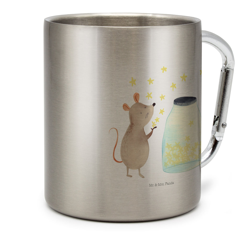 Edelstahlbecher Maus Sterne Edelstahltasse, Karabiner, Edelstahlbecher, Outdoor, Camping, Tasse, Becher, Tiermotive, Gute Laune, lustige Sprüche, Tiere, Maus, Sterne, Wunsch, Kind, Taufe, Taufgeschenk, Geburt, Schwangerschaft, erstes Kind, Kindergeburtstag, Geburtstag, Hoffnung, Träume
