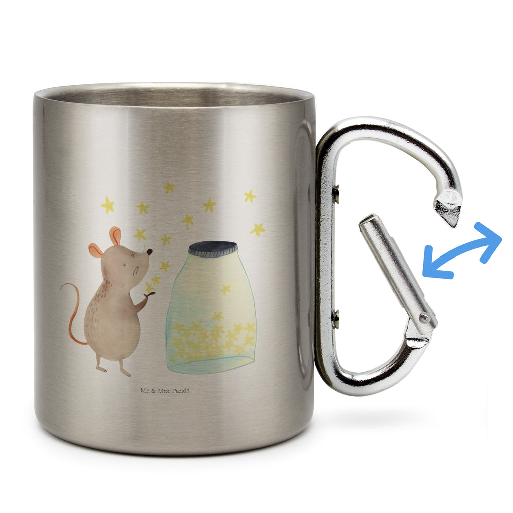 Edelstahlbecher Maus Sterne Edelstahltasse, Karabiner, Edelstahlbecher, Outdoor, Camping, Tasse, Becher, Tiermotive, Gute Laune, lustige Sprüche, Tiere, Maus, Sterne, Wunsch, Kind, Taufe, Taufgeschenk, Geburt, Schwangerschaft, erstes Kind, Kindergeburtstag, Geburtstag, Hoffnung, Träume