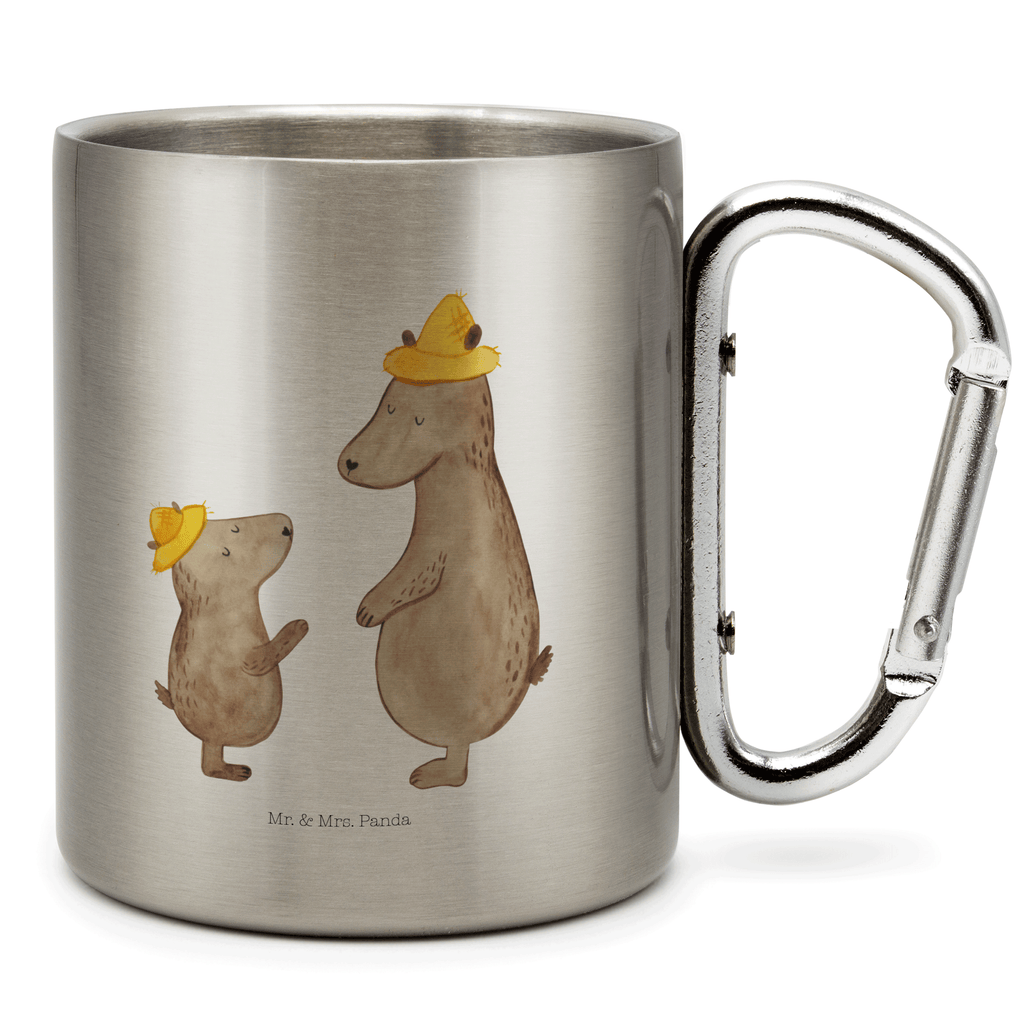 Edelstahlbecher Bären mit Hut Edelstahltasse, Karabiner, Edelstahlbecher, Outdoor, Camping, Tasse, Becher, Familie, Vatertag, Muttertag, Bruder, Schwester, Mama, Papa, Oma, Opa, Bär, Bären, Vater, Papi, Paps, Dad, Daddy, Lieblingsmensch, Sohn, Söhne, Kind, Kinder, Vater-Sohn, Family, Vorbild