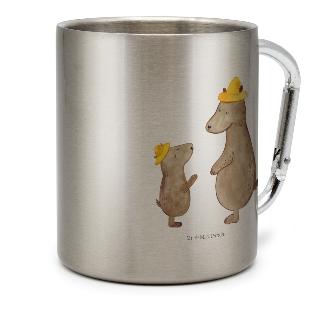 Edelstahlbecher Bären mit Hut Edelstahltasse, Karabiner, Edelstahlbecher, Outdoor, Camping, Tasse, Becher, Familie, Vatertag, Muttertag, Bruder, Schwester, Mama, Papa, Oma, Opa, Bär, Bären, Vater, Papi, Paps, Dad, Daddy, Lieblingsmensch, Sohn, Söhne, Kind, Kinder, Vater-Sohn, Family, Vorbild