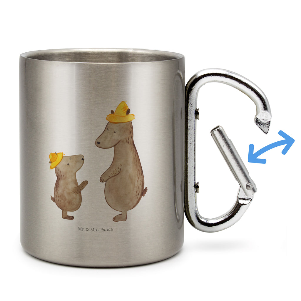 Edelstahlbecher Bären mit Hut Edelstahltasse, Karabiner, Edelstahlbecher, Outdoor, Camping, Tasse, Becher, Familie, Vatertag, Muttertag, Bruder, Schwester, Mama, Papa, Oma, Opa, Bär, Bären, Vater, Papi, Paps, Dad, Daddy, Lieblingsmensch, Sohn, Söhne, Kind, Kinder, Vater-Sohn, Family, Vorbild