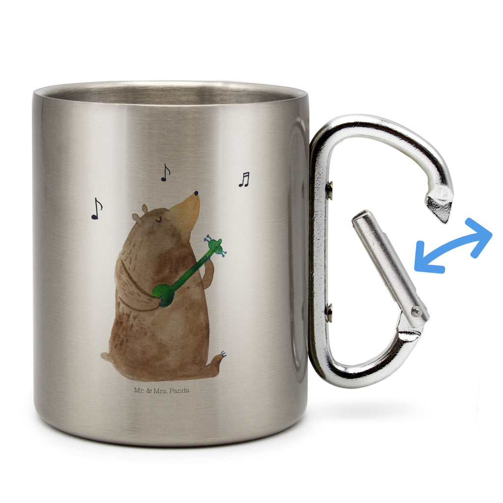 Edelstahlbecher Bär Gitarre Edelstahltasse, Karabiner, Edelstahlbecher, Outdoor, Camping, Tasse, Becher, Bär, Teddy, Teddybär