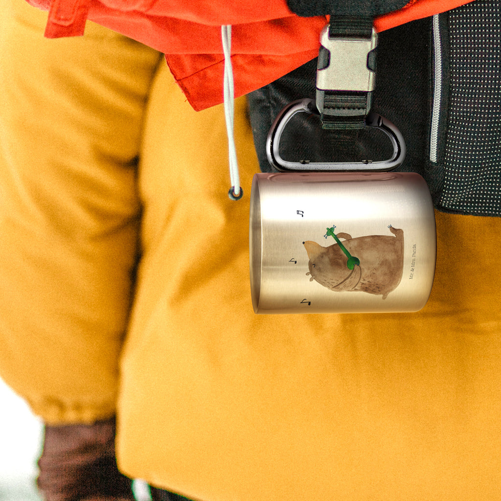 Edelstahlbecher Bär Lied Edelstahltasse, Karabiner, Edelstahlbecher, Outdoor, Camping, Tasse, Becher, Bär, Teddy, Teddybär, Bärchen, Bear, Liebeslied, Lied, Song, Valentinstag, Valentine, Geschenk, Partner, Liebe, Freundin, Frau, Herz, Spruch