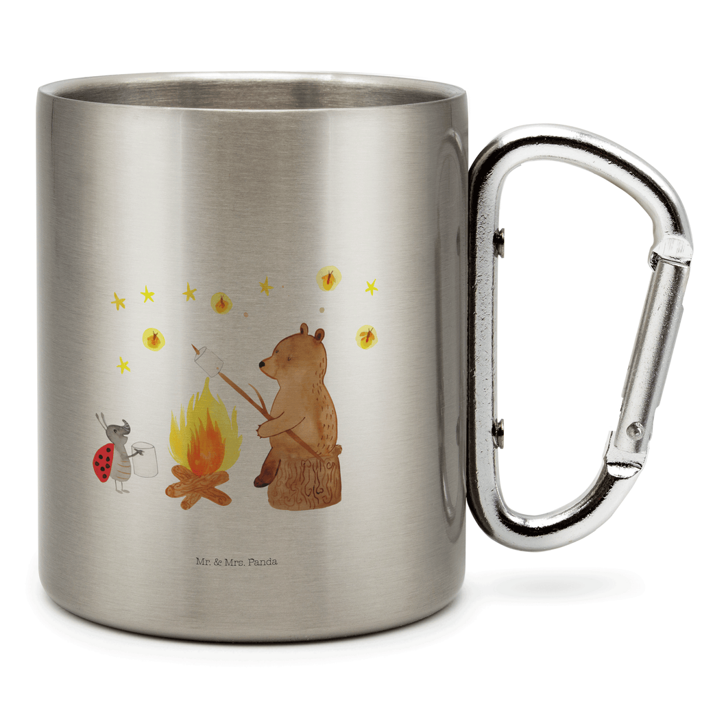 Edelstahlbecher Bär & Marienkäfer Lagerfeuer Edelstahltasse, Karabiner, Edelstahlbecher, Outdoor, Camping, Tasse, Becher, Bär, Teddy, Teddybär, Lagerfeuer