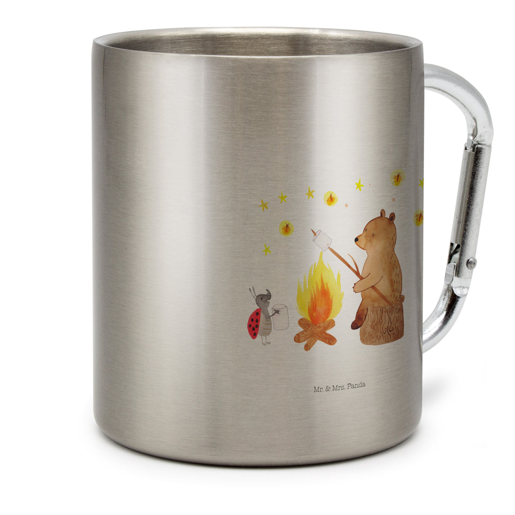 Edelstahlbecher Bär & Marienkäfer Lagerfeuer Edelstahltasse, Karabiner, Edelstahlbecher, Outdoor, Camping, Tasse, Becher, Bär, Teddy, Teddybär, Lagerfeuer