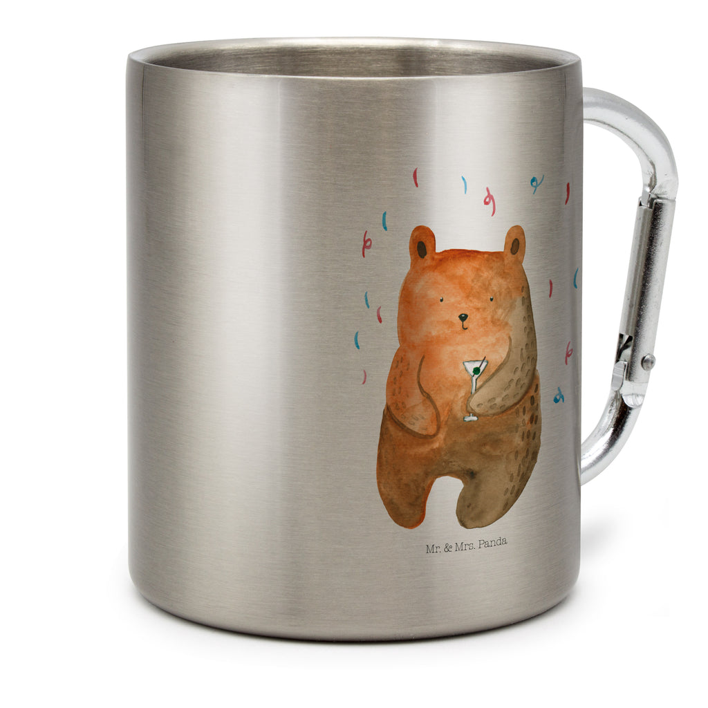 Edelstahlbecher Bär Party Edelstahltasse, Karabiner, Edelstahlbecher, Outdoor, Camping, Tasse, Becher, Bär, Teddy, Teddybär, Geburtstag, Geburtstagsgeschenk, Geschenk, Party, Feiern, Abfeiern, Mitbringsel, Gute Laune, Lustig