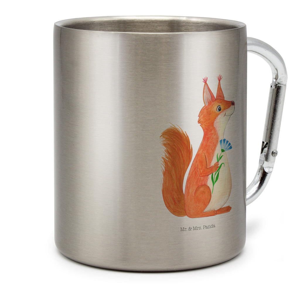 Edelstahlbecher Eichhörnchen Blume Edelstahltasse, Karabiner, Edelstahlbecher, Outdoor, Camping, Tasse, Becher, Tiermotive, Gute Laune, lustige Sprüche, Tiere, Eichhörnchen, Eichhorn, Spruch positiv, Lachen, Spaß, Motivation Sprüche, Motivation Bilder, glücklich Spruch, Spruch Deko