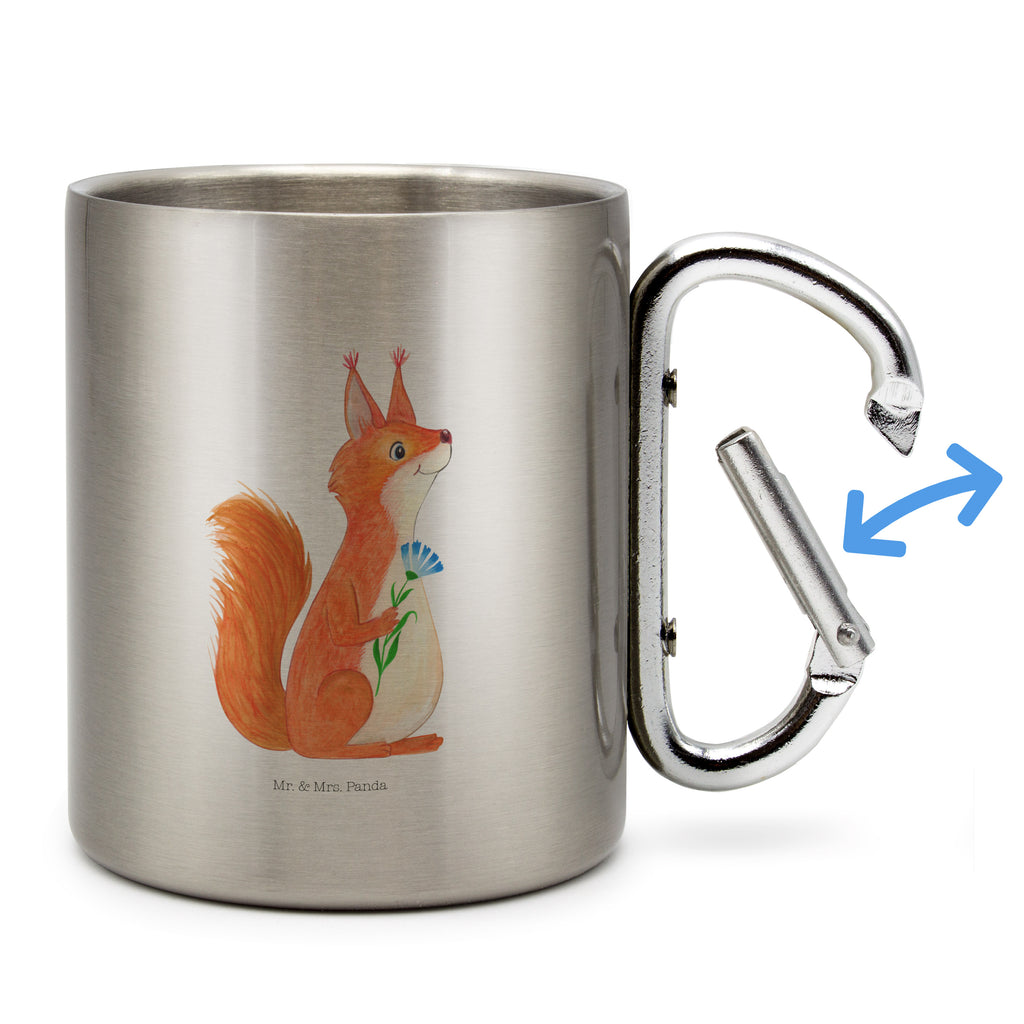Edelstahlbecher Eichhörnchen Blume Edelstahltasse, Karabiner, Edelstahlbecher, Outdoor, Camping, Tasse, Becher, Tiermotive, Gute Laune, lustige Sprüche, Tiere, Eichhörnchen, Eichhorn, Spruch positiv, Lachen, Spaß, Motivation Sprüche, Motivation Bilder, glücklich Spruch, Spruch Deko