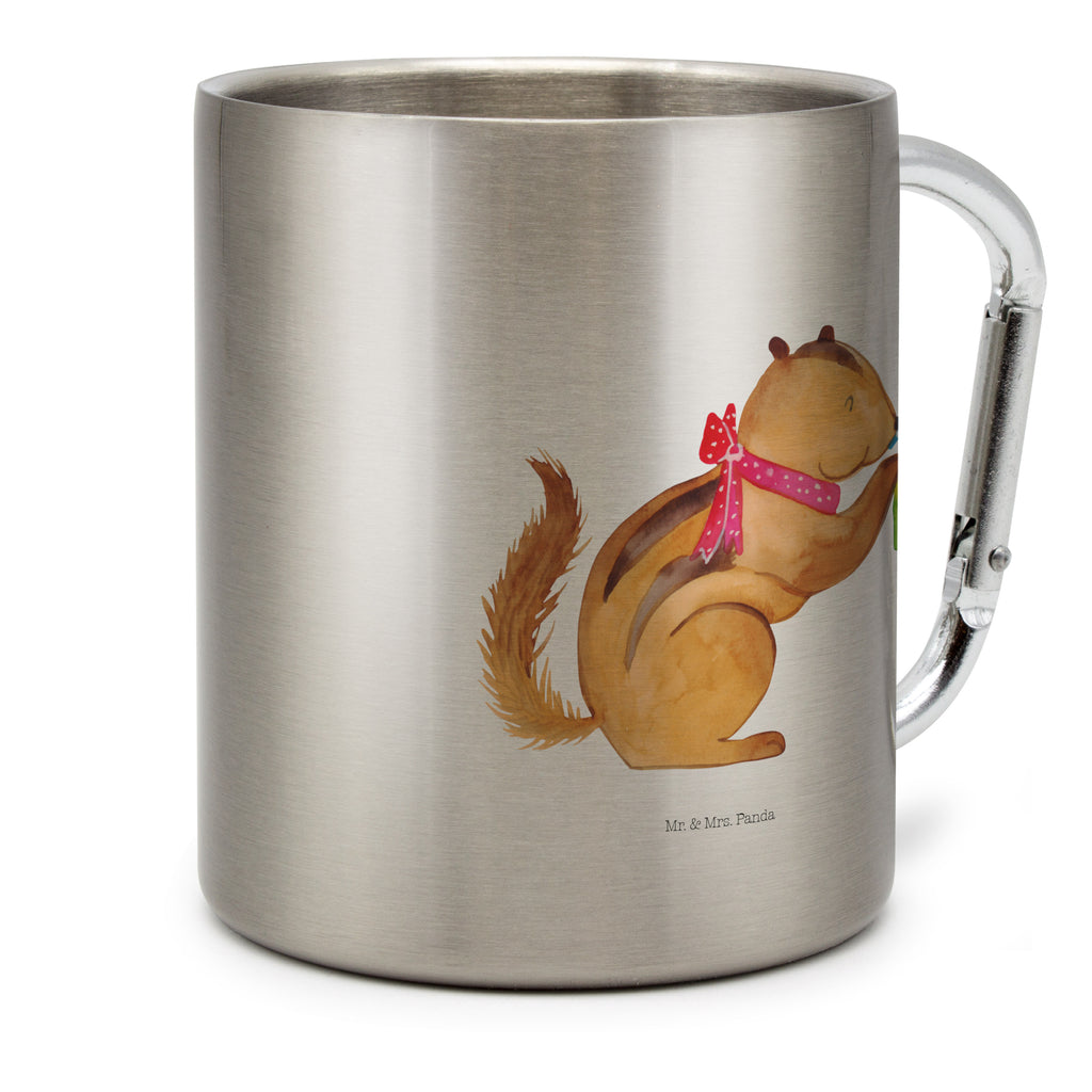 Edelstahlbecher Eichhörnchen Smoothie Edelstahltasse, Karabiner, Edelstahlbecher, Outdoor, Camping, Tasse, Becher, Tiermotive, Gute Laune, lustige Sprüche, Tiere, Green Smoothies, Diät, Abnehmen, Streifenhörnchen, Eichhörnchen